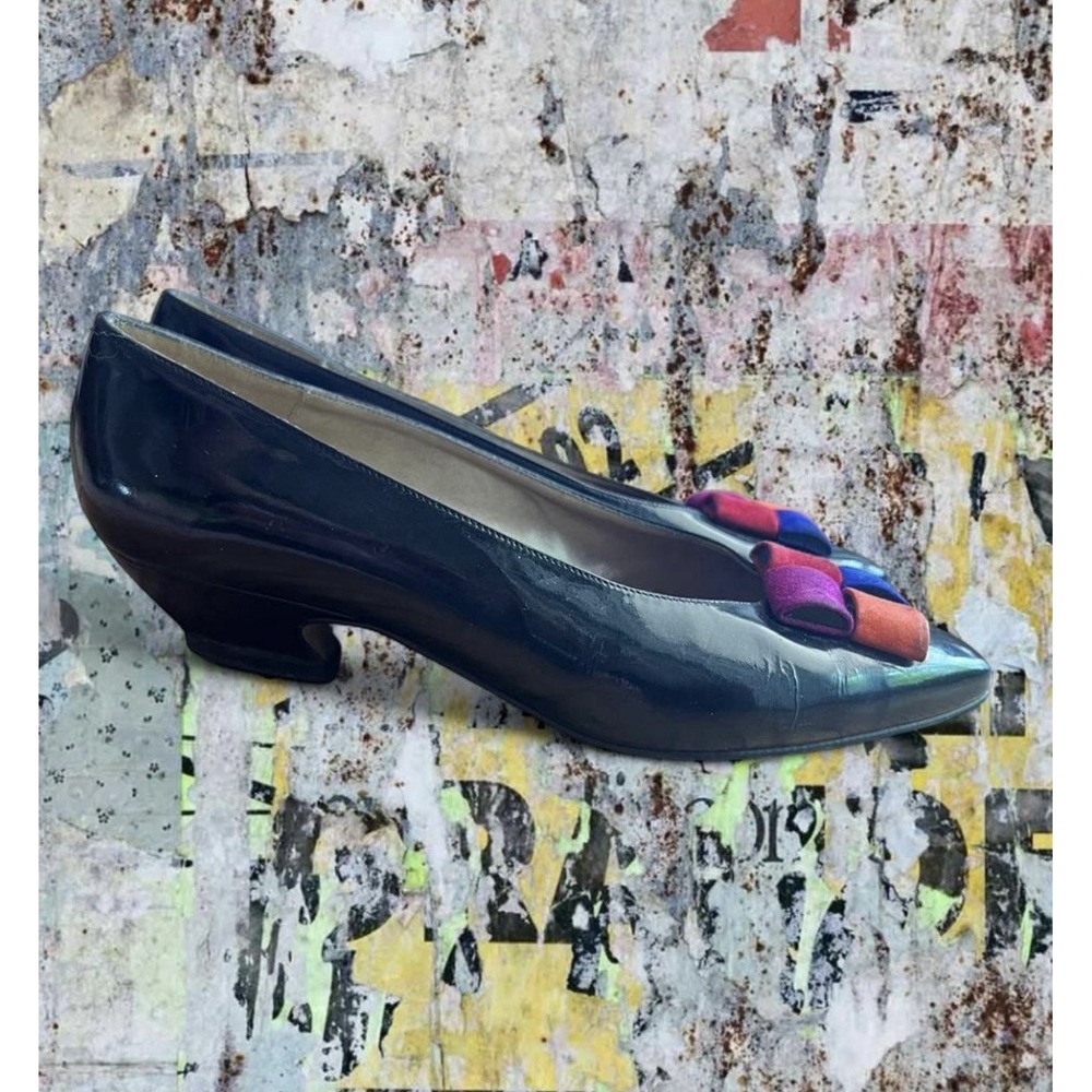 Vintage 1980s Proxy Black And Multicolor Patent Leather Pumps‎ Size 8-8.5 - Picture 2 of 6